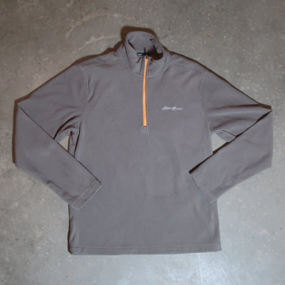 Eddie Bauer. Men's Small. Quarter Zip Fleece. Tan w/ Yellow.